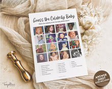 Load image into Gallery viewer, Guess the CELEBRITY Baby | Baby Shower Games &amp; Printable Baby Shower Template | Gender Neutral, Minimalist, Woodland Theme &amp; Whos that baby
