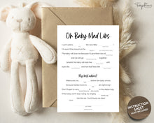 Load image into Gallery viewer, Baby Shower Mad Libs | Includes Printable Baby Shower Template, Gender Neutral, Minimalist, Woodland Theme &amp; Parent Mommy Advice Card | Boho
