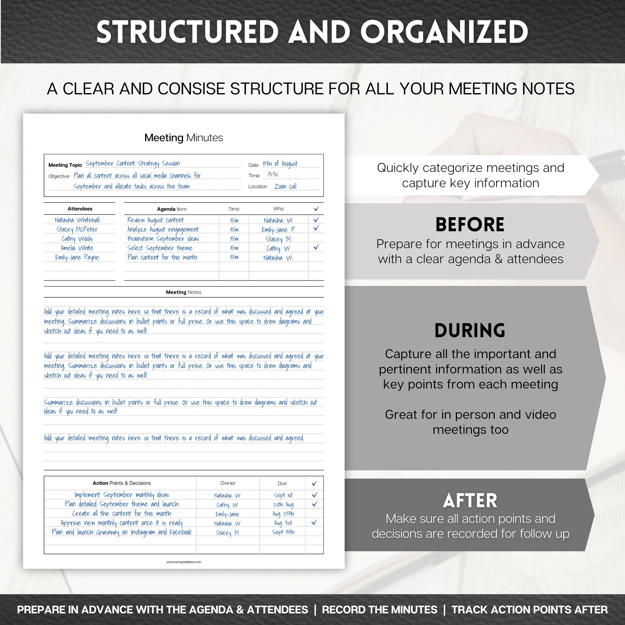 Meeting Minutes Note Taking Professional Notepad - A4