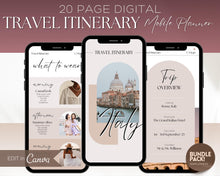 Load image into Gallery viewer, MOBILE Travel Itinerary Template | Create Your Travel Guide Itinerary for Weekend Trips, Birthdays, Girls Trips with Canva
