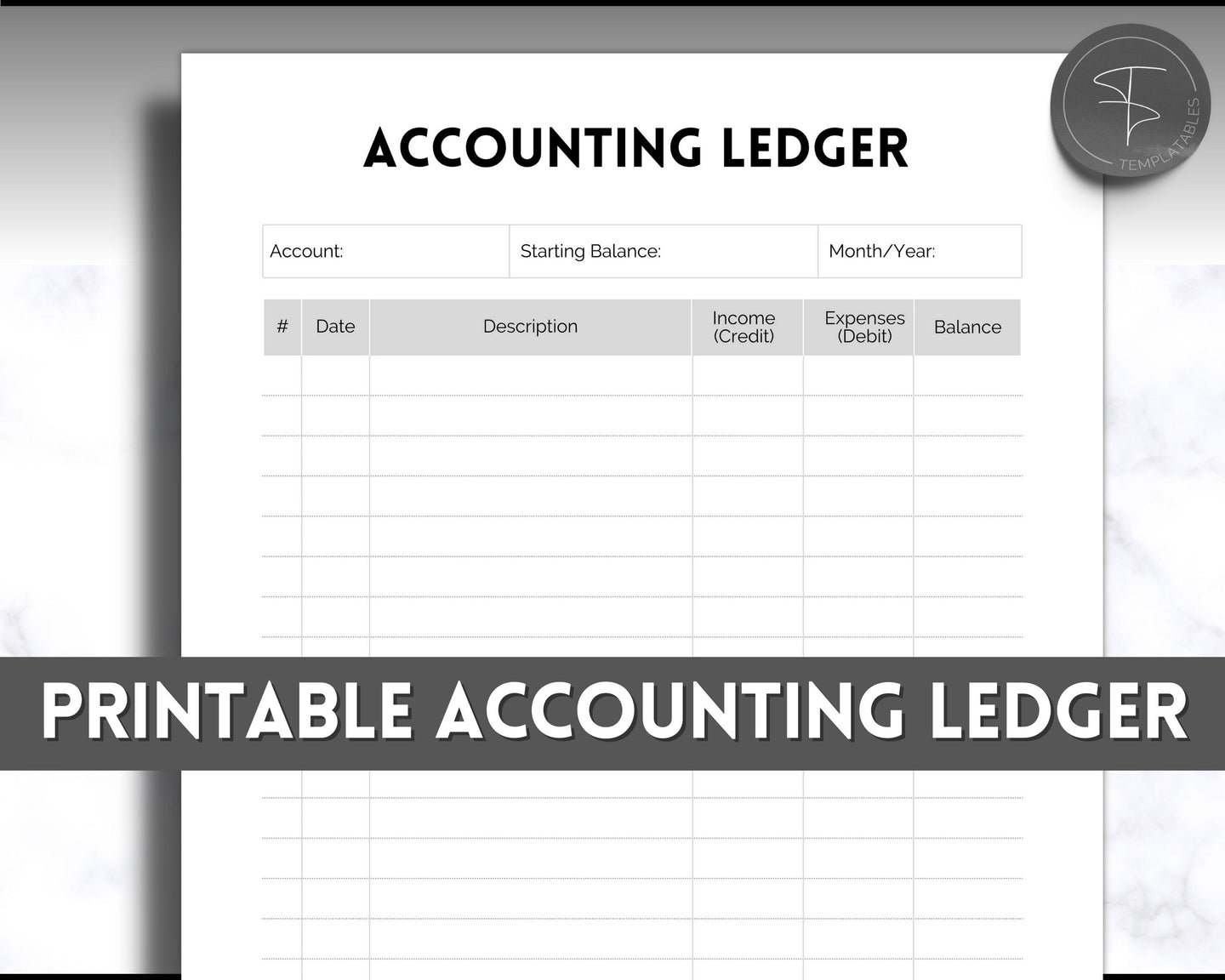 Printable Accounting Ledger for Small Businesses | Small Business Bookkeeping Template