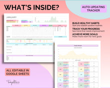 Load image into Gallery viewer, Habit Tracker Spreadsheet | Includes Goal Planner, Goals Tracker, Mood, Habit Planner, Daily Weekly Monthly, Google Sheets &amp; Goal Setting Template | Colorful
