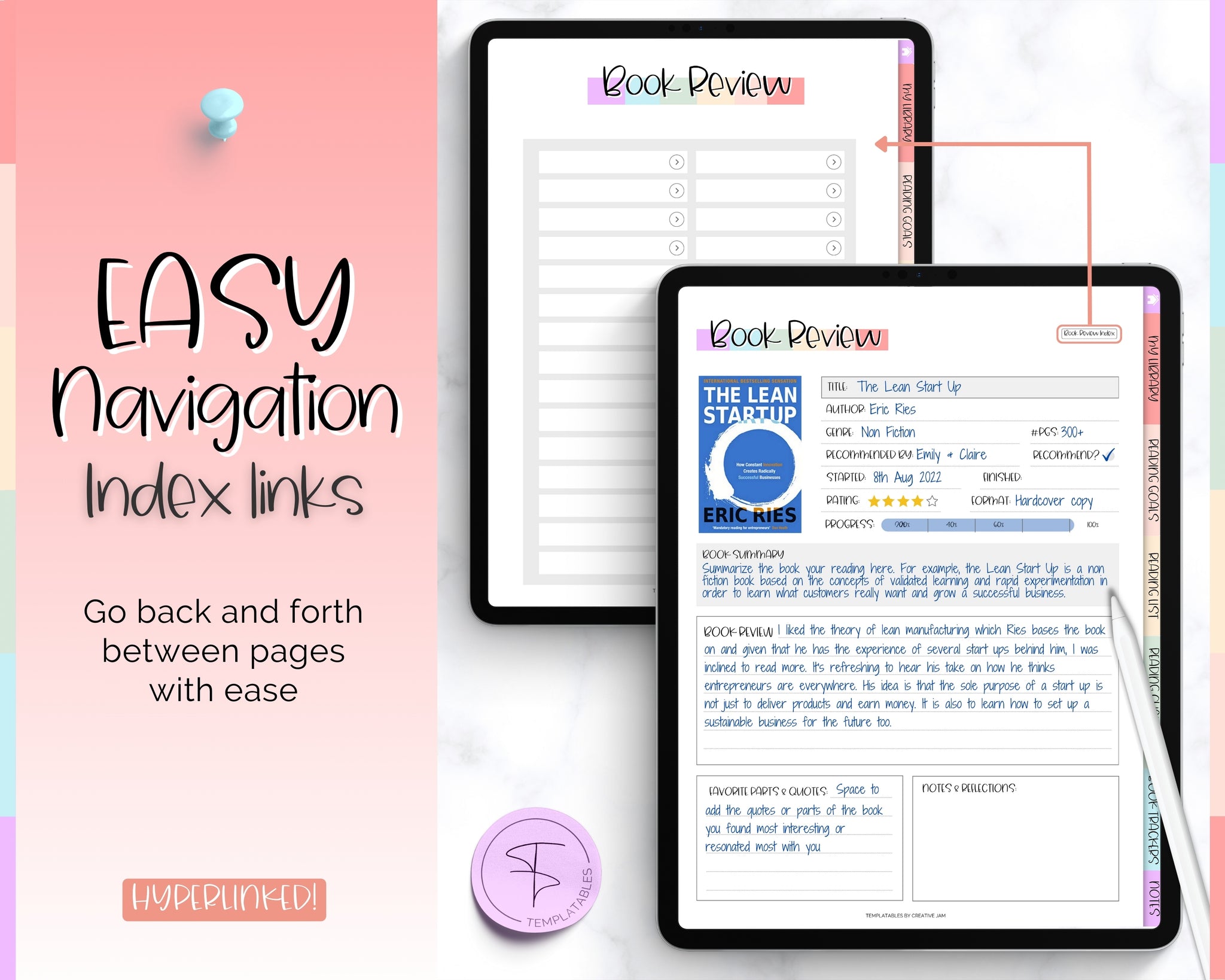 Digital Reading Journal, COLOFUL Digital Reading Planner for Books