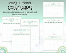 Load image into Gallery viewer, 2023 Summer Planner for Kids | Kids Summer Schedule, Activities, Printable Calendar &amp; Checklist Template | Green
