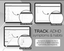 Load image into Gallery viewer, ADHD Planner Spreadsheet for Neurodivergent Adults | Google Sheets Daily &amp; Weekly Planner, Symptom Tracker, Brain Dump &amp; To Do Lists | Mono
