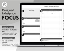 Load image into Gallery viewer, ADHD Planner Spreadsheet for Neurodivergent Adults | Google Sheets Daily &amp; Weekly Planner, Symptom Tracker, Brain Dump &amp; To Do Lists | Mono
