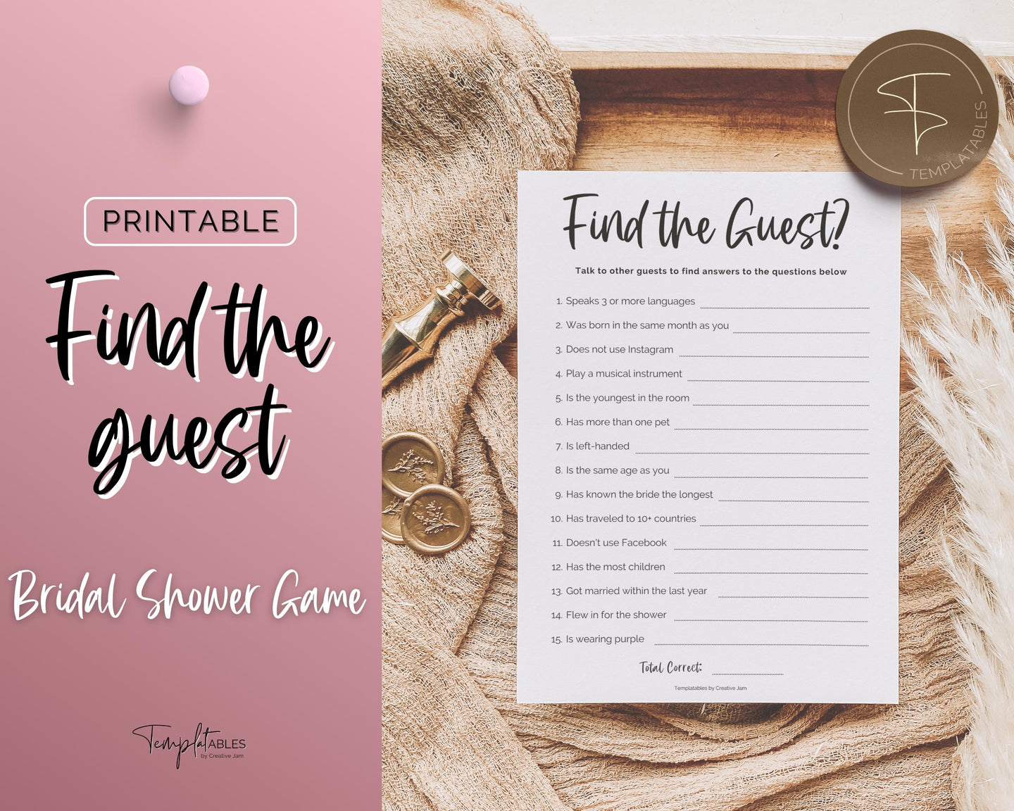 'Find the Guest' Bridal Shower Game Printable