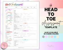 Load image into Gallery viewer, Head to toe Assessment Sheet | includes Head-to-toe Assessment Guide, Nursing Study Guide, Nurse Report, Nursing Student Notes &amp; Nclex Care Plan | Colorful
