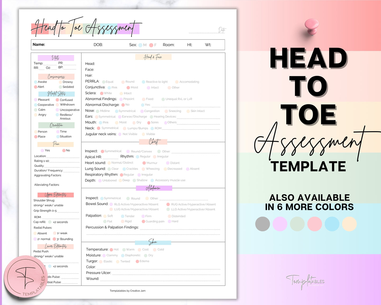 head to toe assessment sheet | perfect guide for nursing students!