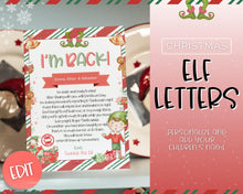 Load image into Gallery viewer, EDITABLE Elf Letters Bundle for Christmas | Elf Arrival &amp; Goodbye Letter | Elf on the Shelf Printable
