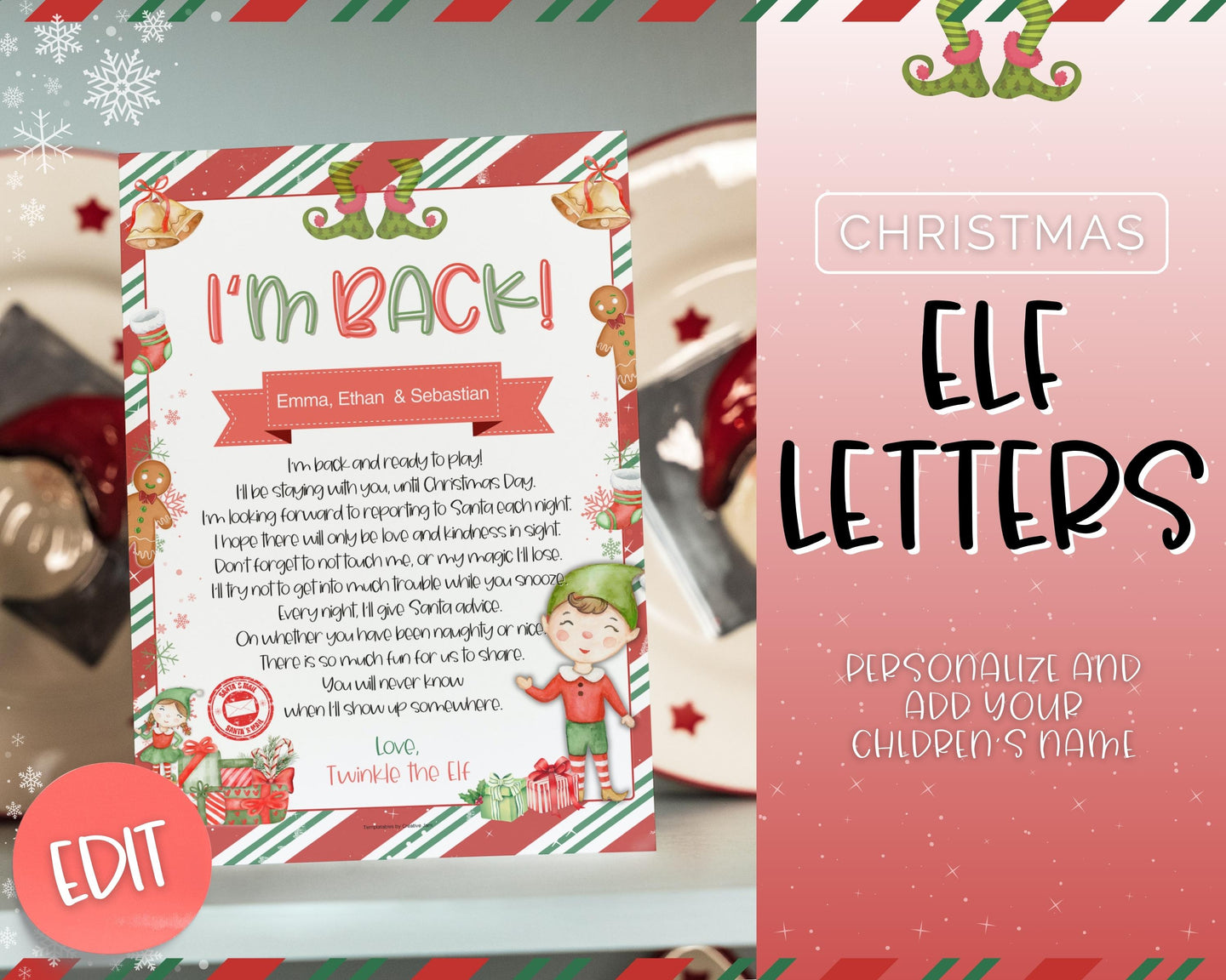 EDITABLE Elf Letters Bundle for Christmas | Elf Arrival & Goodbye Letter | Elf on the Shelf Printable