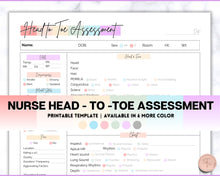 Load image into Gallery viewer, Head to toe Assessment Sheet | includes Head-to-toe Assessment Guide, Nursing Study Guide, Nurse Report, Nursing Student Notes &amp; Nclex Care Plan | Colorful

