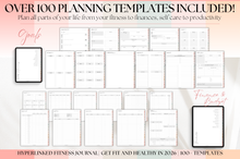 Load image into Gallery viewer, 2026 Digital FITNESS planner, GoodNotes Fitness Planner, Fitness Journal, Weight Loss Tracker, iPad Workout Planner, Wellness Template (Peach)
