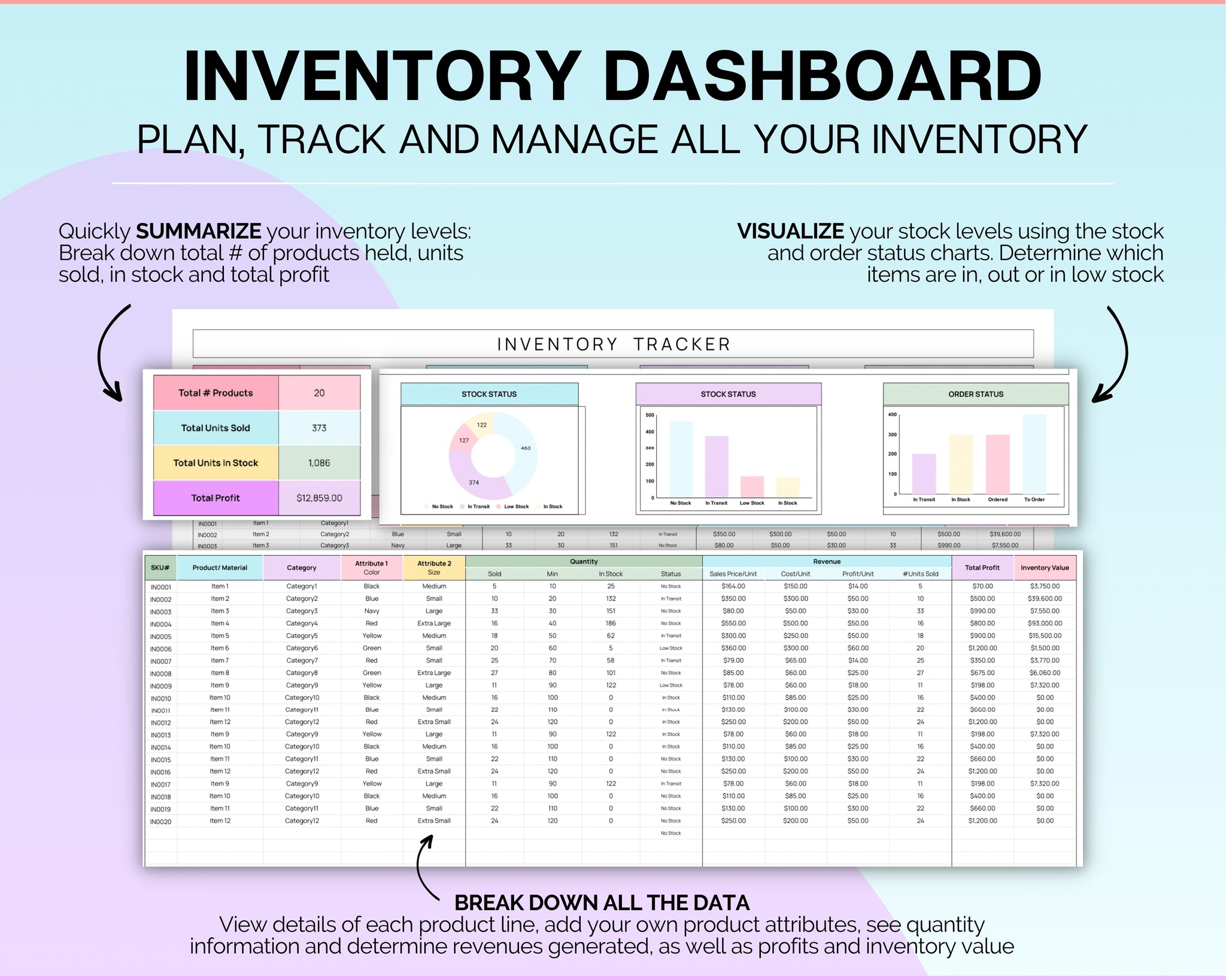 Running Inventory Template Inventory Tracker Spreadsheet | Small Business Tracker Template!