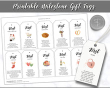 Load image into Gallery viewer, Marriage Milestone Wine Basket Tags | Printable Wine Bottle Gift Tag Labels for Newlyweds and Bridal Showers
