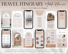 Load image into Gallery viewer, MOBILE Travel Itinerary Template | Create Your Travel Guide Itinerary for Weekend Trips, Birthdays, Girls Trips with Canva
