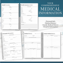Load image into Gallery viewer, Comprehensive Medical Planner Logbook | Prescription Log Journal | Self Care Medical Journal | Track Symptoms, Medications, &amp; Doctor Notes | Health Planner | A5
