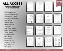Load image into Gallery viewer, ALL ACCESS pack for Kindle Scribe | Template Bundle | 2026 Daily Planner, Digital To Do List, Meeting Minutes, Journal &amp; Notebook, Calendar &amp; Task List
