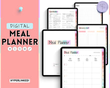 Load image into Gallery viewer, Digital GoodNotes Meal Planner | Colorful iPad Weekly Meal Plan, Grocery List &amp; More | Pastel Rainbow
