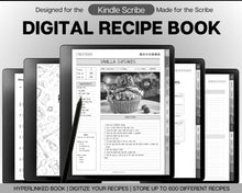 Load image into Gallery viewer, Digital Recipe Book for Kindle Scribe | Comes with Recipe Templates, Digital Meal Planner, Cookbook Template, Recipe Binder Kit &amp; Blank Recipe Card
