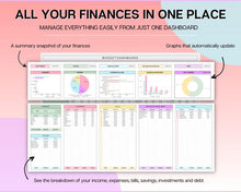 Load image into Gallery viewer, SIMPLE Budget Spreadsheet | Google Sheets Budget Planner &amp; Easy Monthly Budget Template | Automated Paycheck Financial Planner | Rainbow
