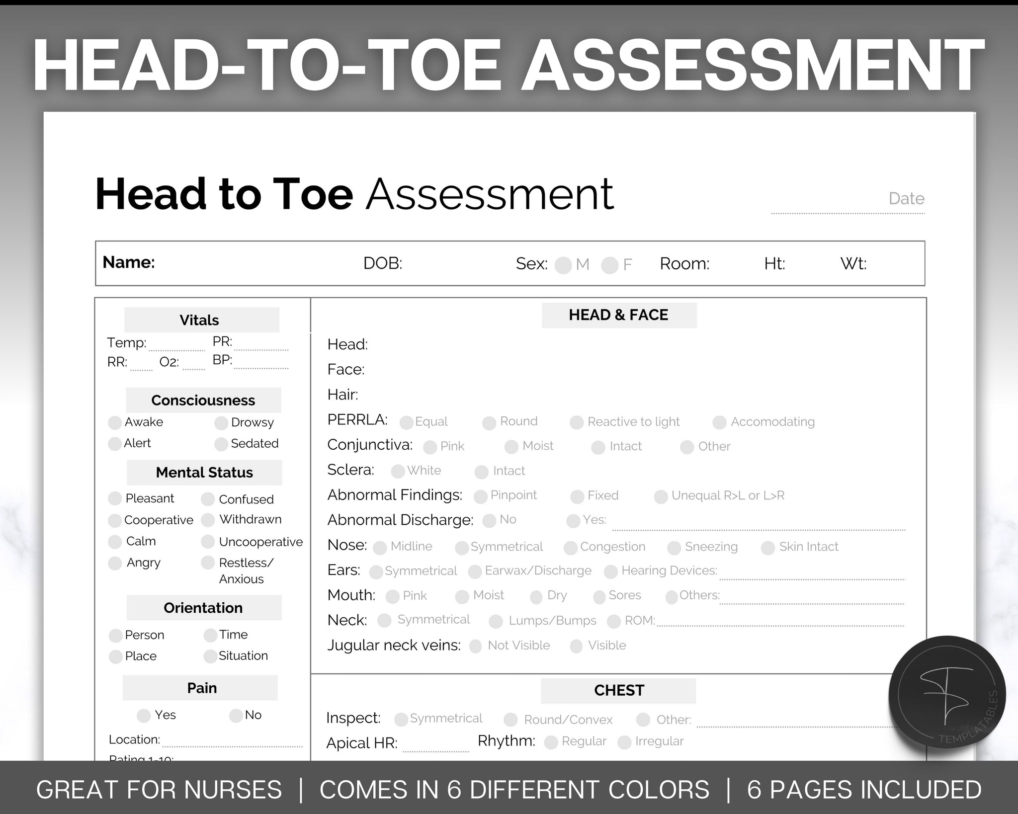 Head to toe Assessment Sheet | Perfect Guide For Nursing Students!