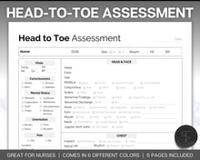 Load image into Gallery viewer, Head to toe Assessment Sheet | includes Head-to-toe Assessment Guide, Nursing Study Guide, Nurse Report, Nursing Student Notes &amp; Nclex Care Plan | Pastel
