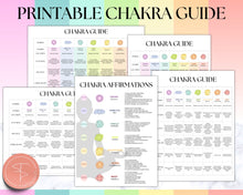 Load image into Gallery viewer, Chakra Guide Bundle | 7 Chakra Printable, 5 Page Chakra Kit, Chakra Poster Wall Hanging, Distance Reiki Teacher, Meditation Guide &amp; Cheatsheet
