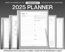 Load image into Gallery viewer, 2025 Daily Planner for the reMarkable | Hyperlinked Digital Planner with templates for reMarkable tablets, Calendar &amp; Task List Planner | Minimalist

