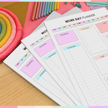 Load image into Gallery viewer, Work Day Planner Notepad | Daily Organizer to Structure Your Day, Boost Productivity, and Get Things Done | Undated and Premium 120gsm Paper | A4 Rainbow
