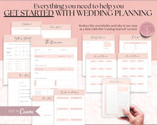 Load image into Gallery viewer, EDITABLE Wedding Planner Binder Kit, Wedding Planner, Wedding Planning Checklist, Wedding Day Schedule, To Do List, Budget, Timeline, CANVA
