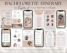 Load image into Gallery viewer, Bachelorette Itinerary Template: Personalize with our Canva Template | Mobile Itnierary for Weekend Girls Trips
