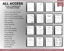 Load image into Gallery viewer, ALL ACCESS pack for Kindle Scribe | Template Bundle | 2025 Daily Planner, Digital To Do List, Meeting Minutes, Journal &amp; Notebook, Calendar &amp; Task List
