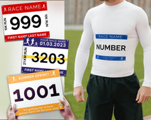 Load image into Gallery viewer, Editable Race Bib Templates | With 7 Running Race Bib Templates included, Digital Running Printable, Racing Canva Template
