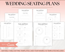 Load image into Gallery viewer, EDITABLE Wedding Seating Chart Templates | Round &amp; Rectangle Tables, Head Table, Seating Arrangement, Wedding Planner &amp; Seat Map for Reception
