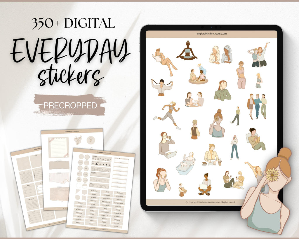 Brunette Girl Goodnotes Stickers | Bossy Sticker Set, Precropped Goodnotes  Stickers, Digital Planner Stickers, Brunette Girl Stickers