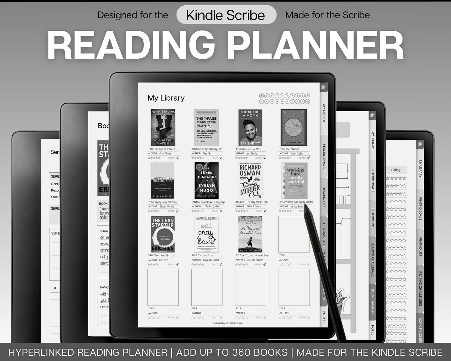 Digital Reading Journal | Templates made for the Kindle Scribe with Digital Reading Planner, Digital Book Journal, Reading Log, Book Tracker, Book Review