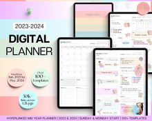 Load image into Gallery viewer, 2023 2024 Ultimate Digital Planner | Daily, Weekly, Monthly Planner for iPad &amp; GoodNotes, That Girl Aesthetic | Colorful
