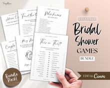 Load image into Gallery viewer, EDITABLE Bridal Shower Game BUNDLE | With 40+ Wedding Shower Games, Bachelorette Party, He said she said, Bridal Feud, Who knows the bride &amp; Bingo
