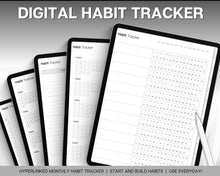 Load image into Gallery viewer, Digital Habit Tracker | Daily, Monthly &amp; Yearly Habit Tracker | Simple Goal &amp; Routine Tracker for GoodNotes &amp; iPad | Mono
