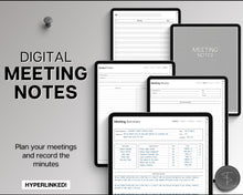 Load image into Gallery viewer, Digital Meeting Minutes Template |  Editable Meeting Notes for GoodNotes &amp; iPad | Business Agenda &amp; Note Taking
