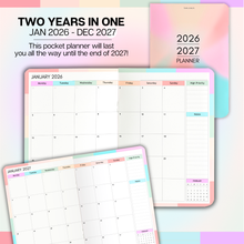 Load image into Gallery viewer, 2026-2027 Pocket Planner | Small A6 Size - Fits in Your Bag | Two-Year Calendar | Premium 120gsm Paper | Portable &amp; Durable Design
