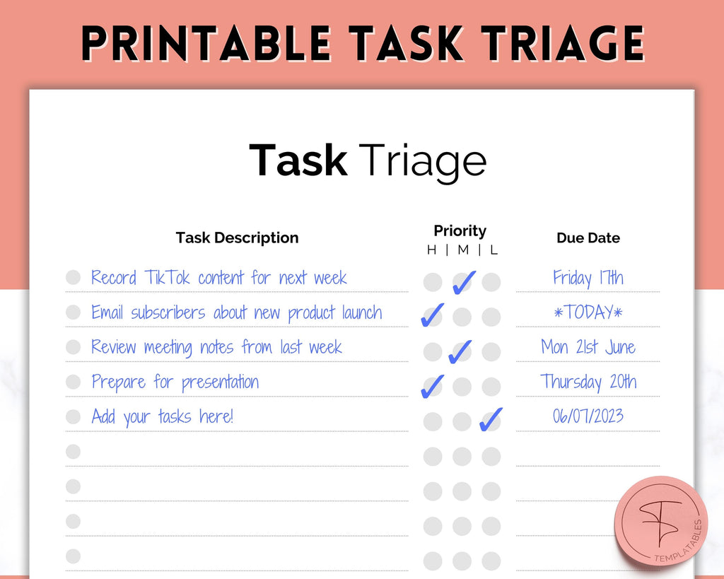Task Triage: Prioritize with To-Do List & Brain Dump Digital Templates