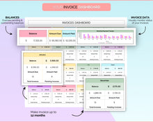 Load image into Gallery viewer, Invoice Tracker Spreadsheet | Small Business Invoice Tracking With Invoice Template, Task Tracker, Order Profit Loss &amp; Google Sheets Sales Tracker
