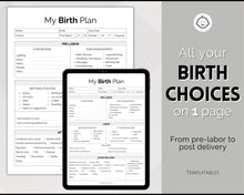 Load image into Gallery viewer, Printable Birth Plan Template | Birth Preferences, Birthing Plan Checklist, Pregnancy Planner, Natural Birth &amp; Hypnobirthing | Mono
