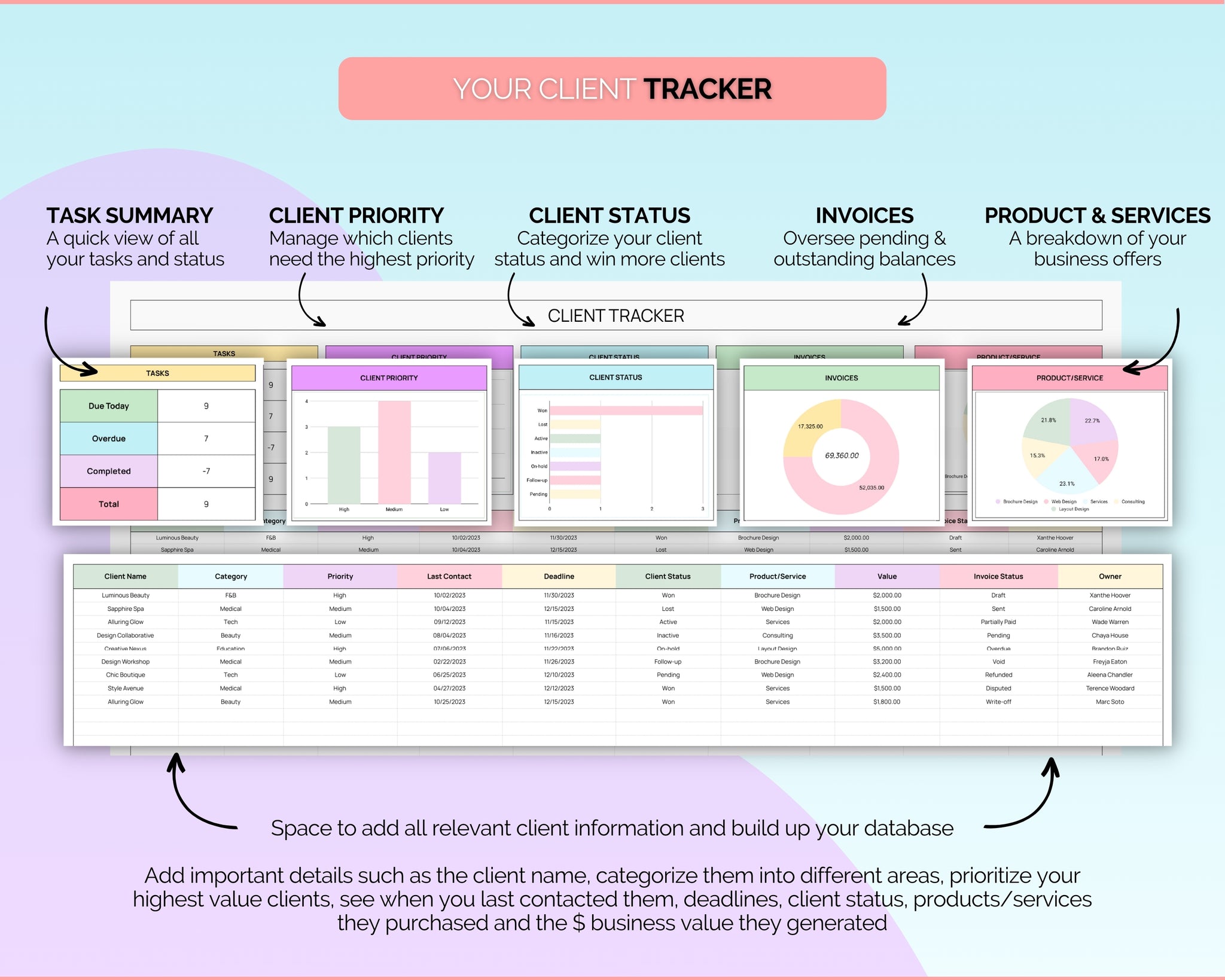 Client Tracker Spreadsheet | Perfect For Small Business Owners!