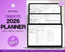 Load image into Gallery viewer, 2026 EDITABLE OneNote Planner, OneNote Template, Daily, Weekly, Monthly Planning for Windows, Adhd, Notebook, One Note

