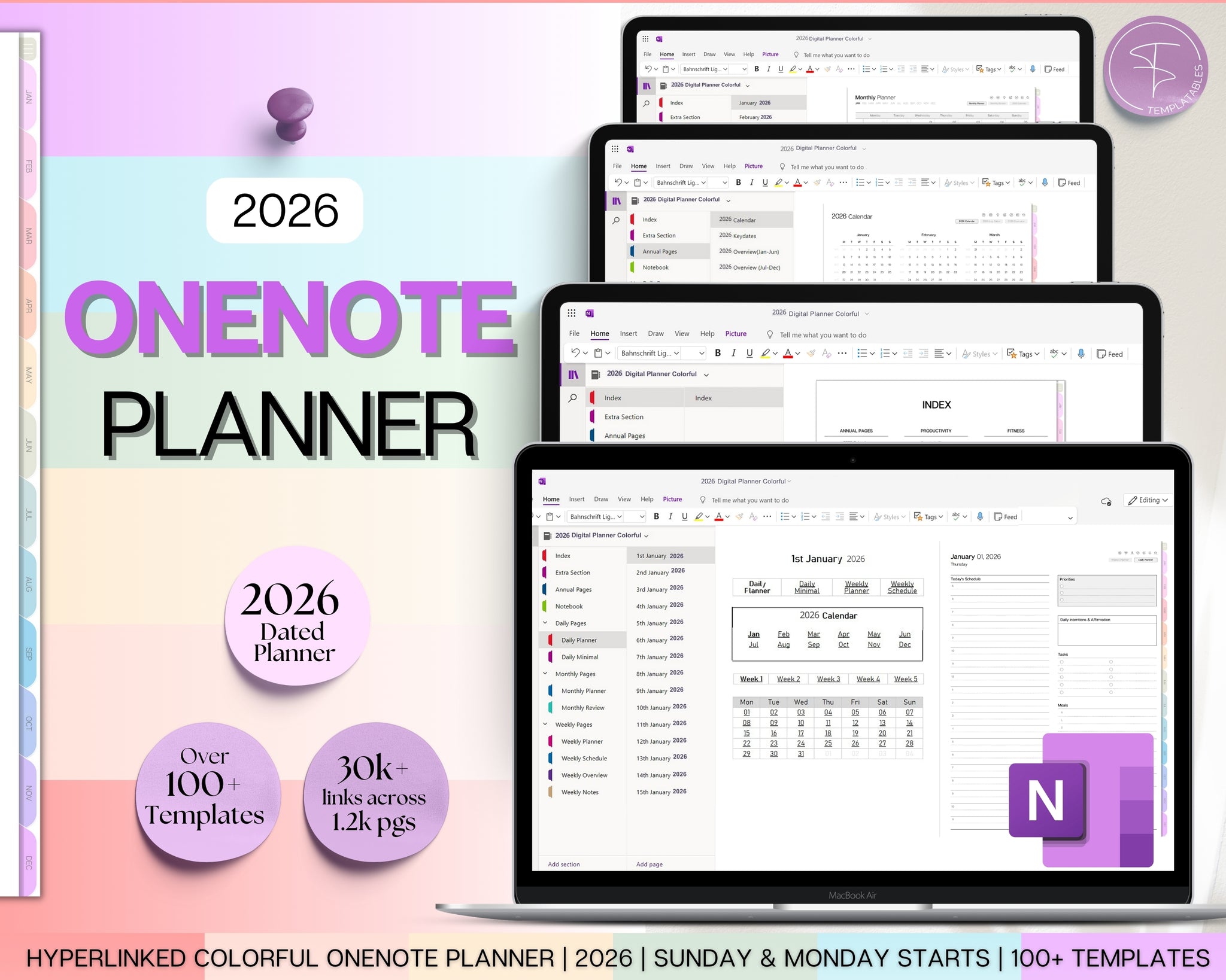2026 OneNote Digital Planner | Daily, Weekly & Monthly Plannning!