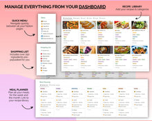 Load image into Gallery viewer, Meal Planner Notion Template | Digital Recipe Manager, Grocery List &amp; Recipe Book
