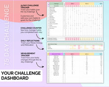 Load image into Gallery viewer, Editable 75 Day Challenge Tracker | 75 soft, 75 medium, 75 Easier &amp; 75 Hard | Google Sheets Spreadsheet
